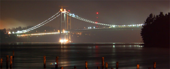 Narrows Bridge Lights from Titlow beach